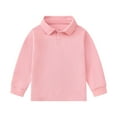 thumbnail image 4 of Staki Polo Long Sleeve Boys Long Sleeve Polo Shirt Athletic Casual Top Fall Polo for Kids(Pink,5-6 Years), 4 of 9