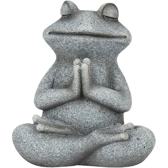 Meditating Frog Miniature Figurine, Yoga Frog Statue Tabletop Ornament, Vivid Animal Resin Sculpture for Yoga Studio, Garden Statue Frog Decoration for Lawn & Garden Decoration (Gray)