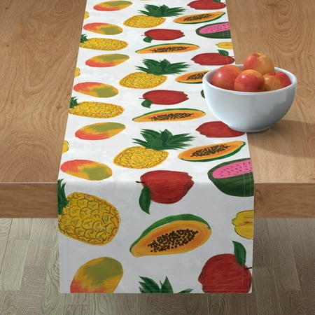 

Cotton Sateen Table Runner 90 - Frutas Tropical Fruits Bananas Watermelon Summer Time Food Apples Print Custom Table Linens by Spoonflower