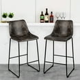 thumbnail image 2 of Costway Set of 2 Bar Stool Faux Suede Upholstered Kitchen Dining Chair W/ Metal Legs Grey\ Brown, 2 of 11