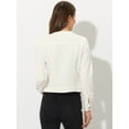 thumbnail image 4 of Chaqueta De Mezclilla Para Mujer Chaquetas De Mezclilla De Manga Larga Sin Cuello Con Botones Blanco S, 4 of 5