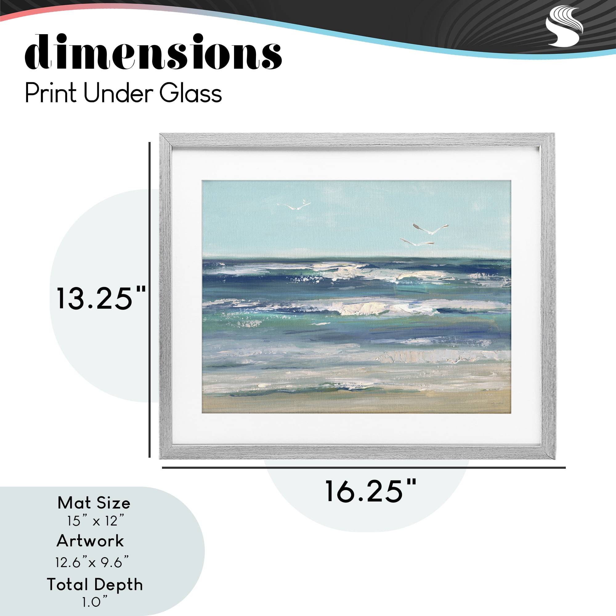 Stupell Industries Seagulls over Rolling Waves Gray Framed Print Under Glass, design by Sally Swatland