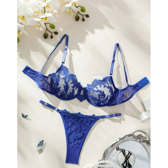 Blue Lingerie Set Floral