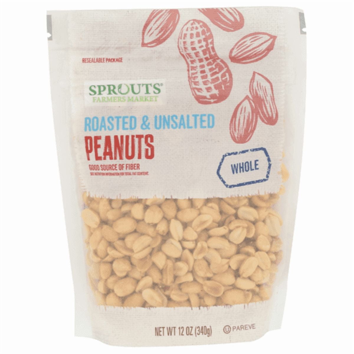 Sprouts Roasted Unsalted Peanuts 12 oz (Pack of 2)