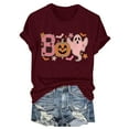 thumbnail image 4 of HCURIBAD Shirts for Women, Women's Round Neck Long Sleeve Top Halloween Printed Casual Loose T Shirt, Womens Graphic Tees, Halloween Shirts for Women 1PC Top Wine XL, 4 of 6