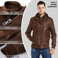 thumbnail image 3 of Motorcycle Jacket for Men Casual Faux Leather Bomber Jacket with Removable Hood, 3 of 7