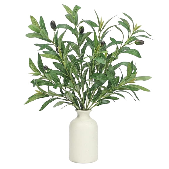 Scidweet Olive Artificial Plants in Vases, 3 Pcs 19" Faux Plants Greenery Stem Branches with Olive Fruits Spring Summer Indoor Office Table Wedding Party Home Decor