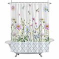 thumbnail image 2 of Spring Wildflowers Shower Curtain for Bathroom Decor, Blue Morocco Pink Flower Plant Country Waterproof Fabric Shower Curtain, 36"x78" Set with 12 Hooks, 2 of 9