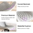 thumbnail image 4 of YOUNIKE Upholstered Desk Chair, Armless Computer Chair with Wheels，Modern Faux Leather Office Chair，Adjustable Swivel Rolling Chair，Adjustable Height，Suitable for Office, Home, Gray, 4 of 15