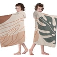thumbnail image 4 of Brown Boho Plant Pattern Hooded Bath Towel，60"x35" for Ages 3 To 12 Kids, Quick Dry Lightweight Soft Microfiber Hood Beach Towel Cover Up for Kids, 4 of 7