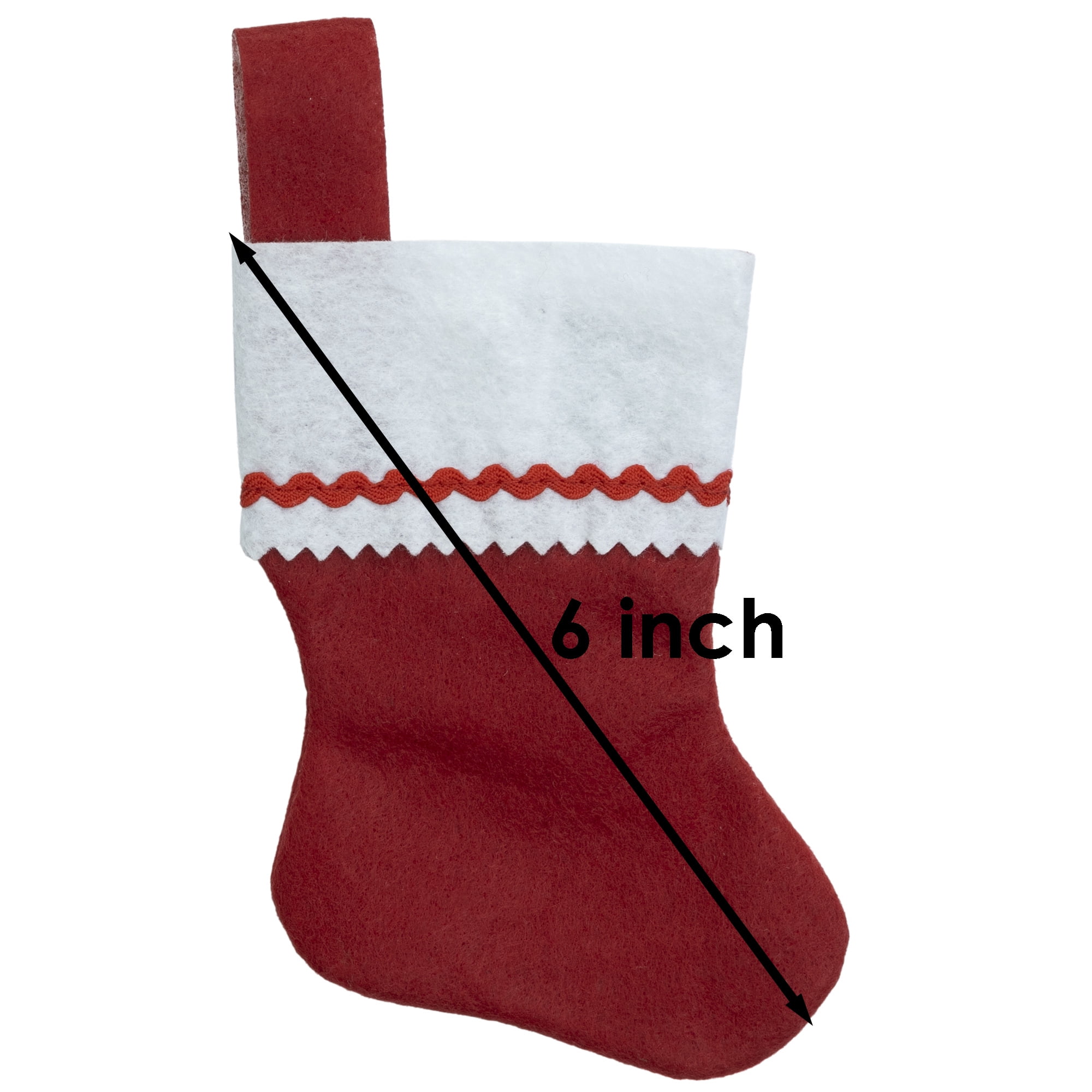 Mini Christmas Stockings, Red and White, 6", 4 Count, by Holiday Time