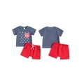 thumbnail image 2 of Suealasg 2Pcs Toddler Baby Boy 4th of July Clothes Set Short Sleeve Star Stripe Print Tops+ Shorts Set 0-24 Months Newborn Summer Independence Day Memorial Day Outfits, 2 of 8