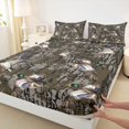 thumbnail image 3 of Castle Fairy Mallard Duck 3pcs Twin Sheet Sets,Abstract Camouflage Twin Fitted Sheet,Vintage Rustic Breathable Flat Sheet,Super Cozy Animal Room Decor, 3 of 7