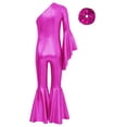 thumbnail image 4 of Haitryli Big Girls Disco Party Romper Dress Jumpsuit Halloween Costume Flare Bell Bottom Sparkle Dance Leotards Hot Pink 6, 4 of 5