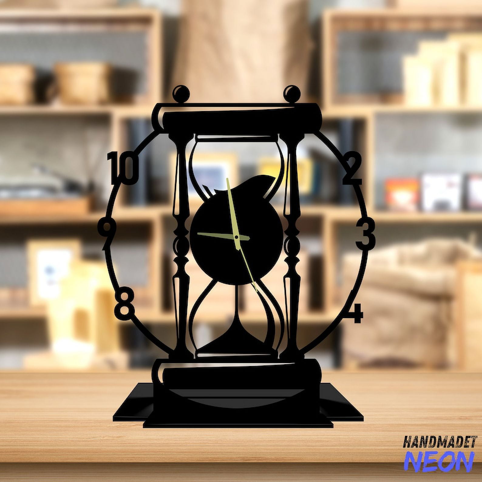 Handmadetneonsign Hourglass Tabletop Metal Clock Hourglass Desktop Clock Hourglass Clock Home Decor 75806
