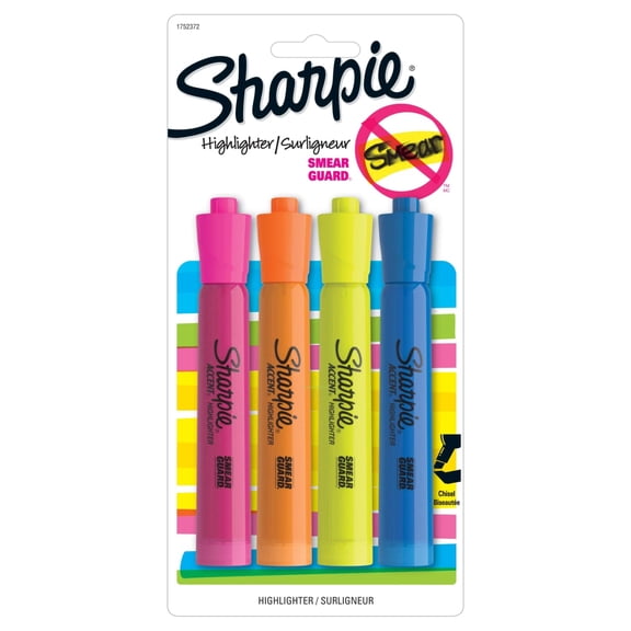 Sharpie Tank Style Highlighters, Chisel Tip, Assorted Colors