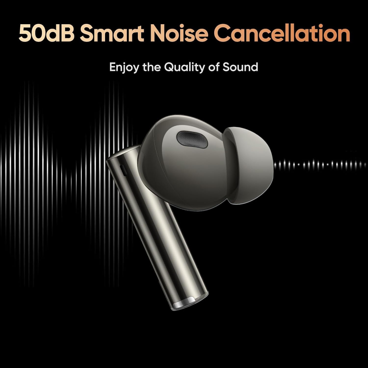realme Air 6 Pro True Wireless Earbuds, 50dB Noise Reduction, Adaptive Noise Cancelling to Ears and Environment, Hi-Res Sound, LDAC, 3D Audio, 40H Battery, Wireless Charging, Bluetooth 5.3, Grey