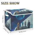 thumbnail image 5 of Yayeee Collapsible Cube Storage Bin with Lid Fabric Closet Decorative Basket with Handles, Blue Planet, 5 of 7