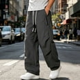 thumbnail image 2 of ZVAVZ Wide Leg Parachute Pants for Men Y2k Baggy Track Pants Fashion Outdoor Sports Pants with Zipper Pockets Dark Gray XXXL, 2 of 10