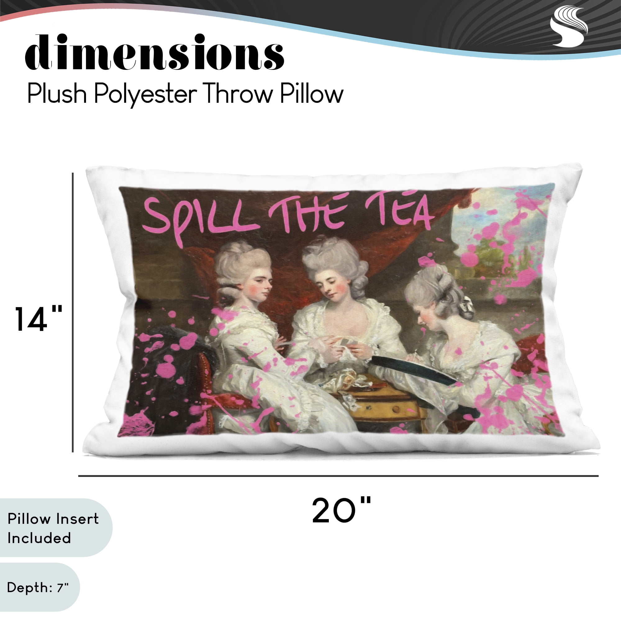 Stupell Industries Spill The Tea Iconic Ladies Decorative Printed Throw Pillow, design by Grotto Studios