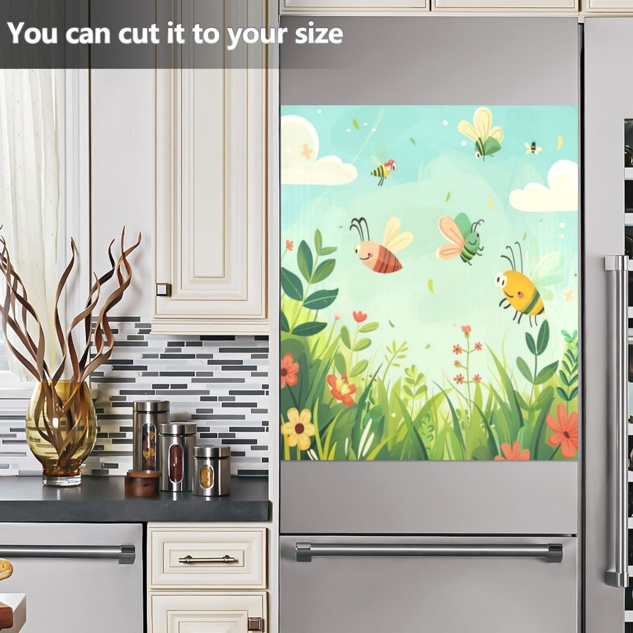 Dishwasher Magnetic Sticker 23x26 Inch Refrigerator Magnetic Sticker Washing Machine Magnetic Sticker Kitchen Panel Magnetic Sticker Home Decor Yellow Bees and Pink Bees