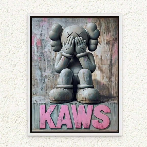 KAWS Toile Pop Art Portrait Graffiti de Rue Impression Décoration Murale pour Maison Salon Chambre Cadeau 12x16 Pouces Non Encadré
