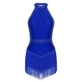 thumbnail image 4 of Alvivi Women's Rhinestones Tassel Fringe Bodysuit Leotard Ballroom Latin Tango Salsa Dance Dress Royal Blue M, 4 of 7