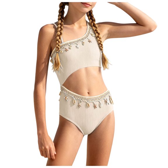 JFOPQVSM Girls Comfortable Breathable Skin Friendly Sleeveless Swimsuit Fashionable Strap Swimsuit
