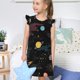 thumbnail image 4 of Fotbe Galaxy Vestido de Dormir para Niñas de 3 a 10 Años, Mangas Cortas, Estilo Princesa, Pijama Camisón con Mangas Voladas-Small, 4 of 6