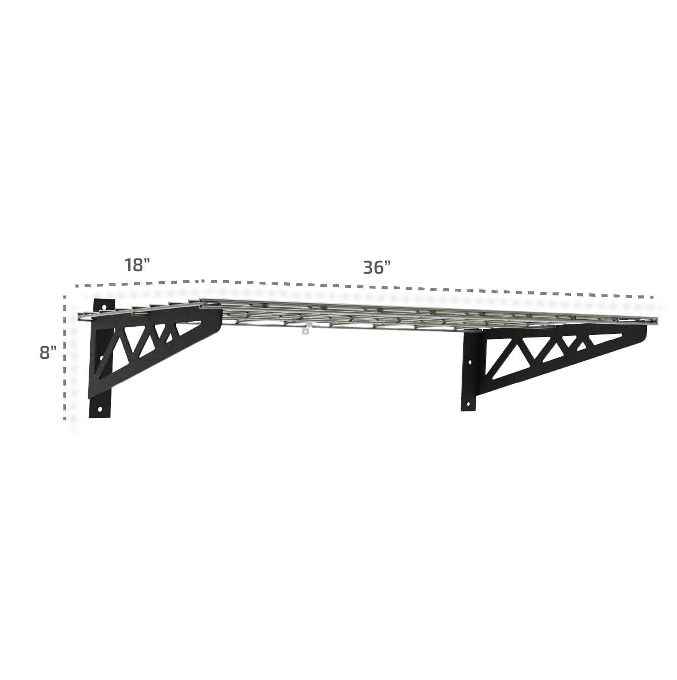 MonsterRAX Steel Wall Mounted Shelf - 18" D x 36" L - 500 lb Weight Capacity (Set of 2)