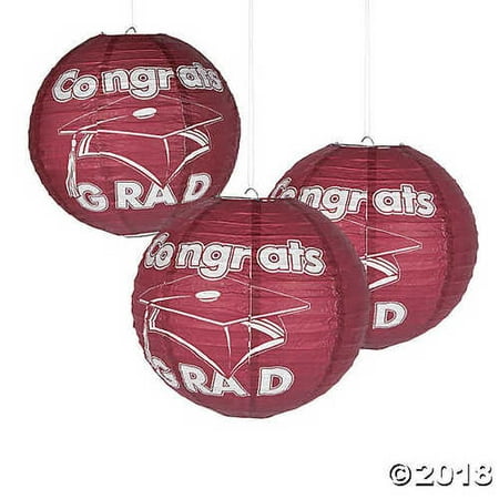 - Burgundy Congrats Grad Hanging Paper Lanterns
