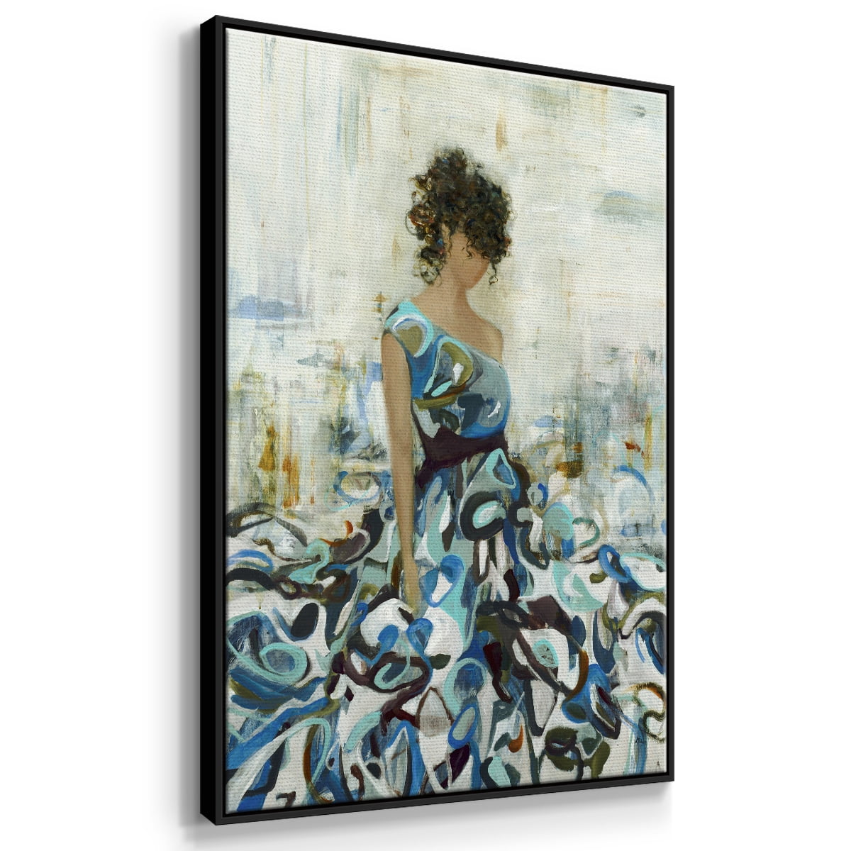 Fluid Beauty Framed Premium Gallery Wrapped Canvas - Ready to Hang - 27 x 41 - Black Floating Frame