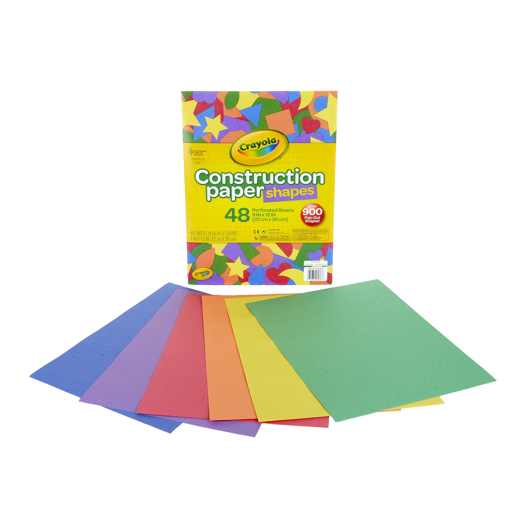 Crayola Construction Paper Shapes, 48 Perforated Sheets Per Pack, 3 Packs