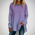 thumbnail image 2 of hxobax Womens Oversized Striped Tunic Tops Fall Long Sleeve Shirts Ombre Colorblock Pullover Tshirts, 2 of 5