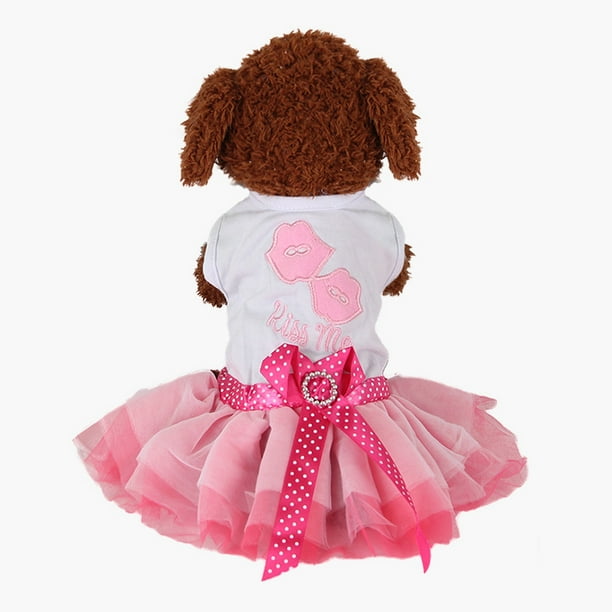 Vestido para perro, falda de lujo para cachorro, ropa para perro, vestidos de princesa, vestido de fiesta de boda, falda tutú, vestido con lazo de labios rojos para niña perrita