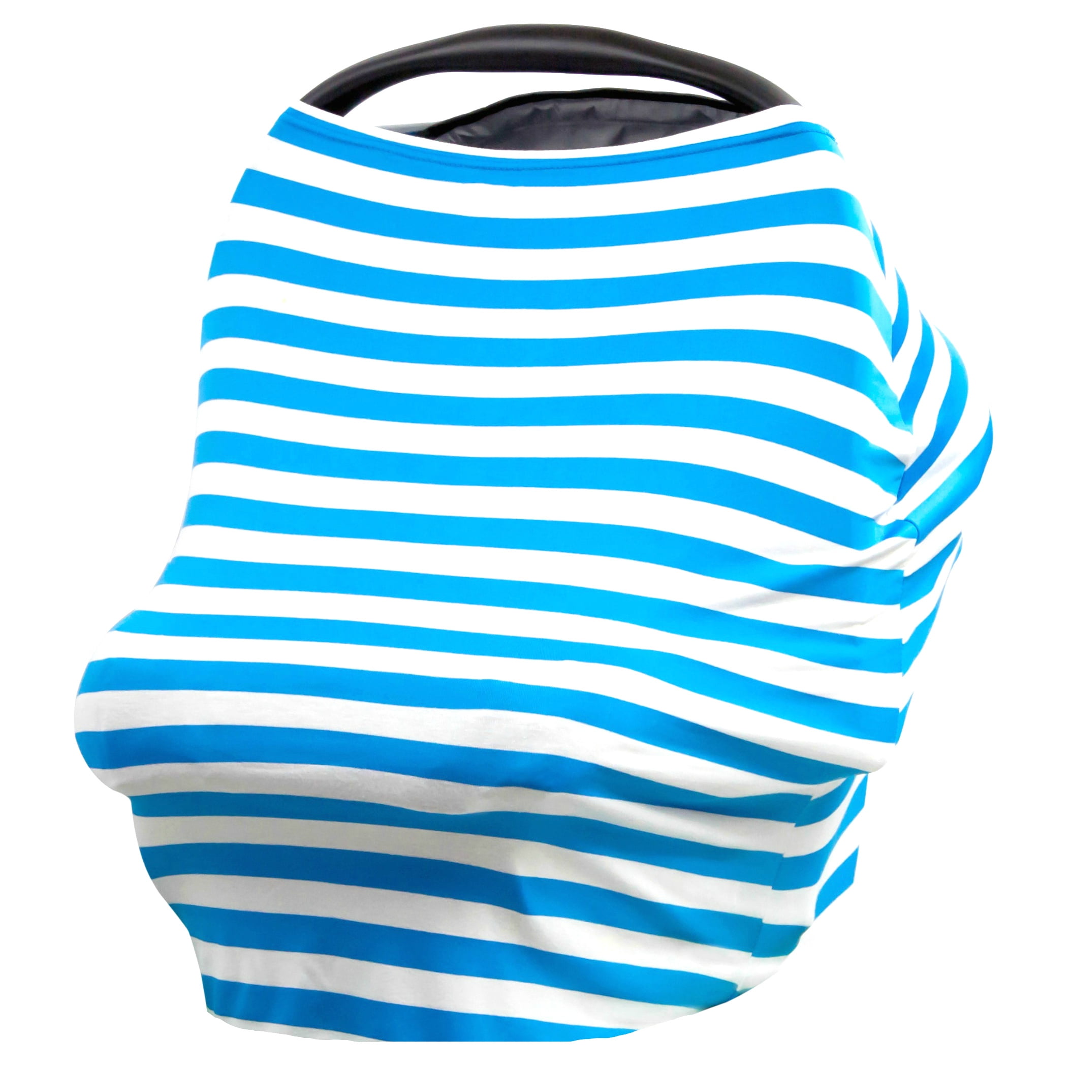 JLIKA Baby Car Seat Canopy Cover and Stretchy Nursing Cover - Turquoise White Stripe