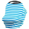 JLIKA Baby Car Seat Canopy Cover and Stretchy Nursing Cover - Turquoise White Stripe