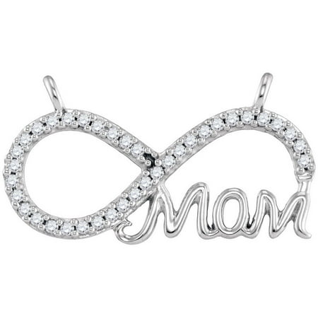 10K White Gold 0.20ctw Shiny Pave Diamond Fashion Mom Infinity Pendant