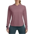 thumbnail image 2 of Babysbule Women's UPF 50+ Long Sleeve Sun Protection Hoodie, Raglan Sleeve Lightweight Hiking Top with Built-in Watch Pocket, Nylon Spandex Sport Shirt for Outdoor and Daily, 2 of 6