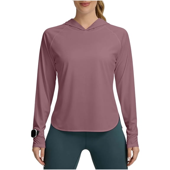 Staron Women's UPF 50 Short Sleeve Hooded Sun Protection Top Raglan Sleeve Lightweight Loose Casual Hiking Sports Shirt, Purple XL
