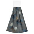 thumbnail image 2 of 2PCS Velcro Hangable Hand Towels Quick-Drying Hanging Kitchen Towels for Kitchen & Bathroom Brown-blue Butterfly Pattern, 2 of 7