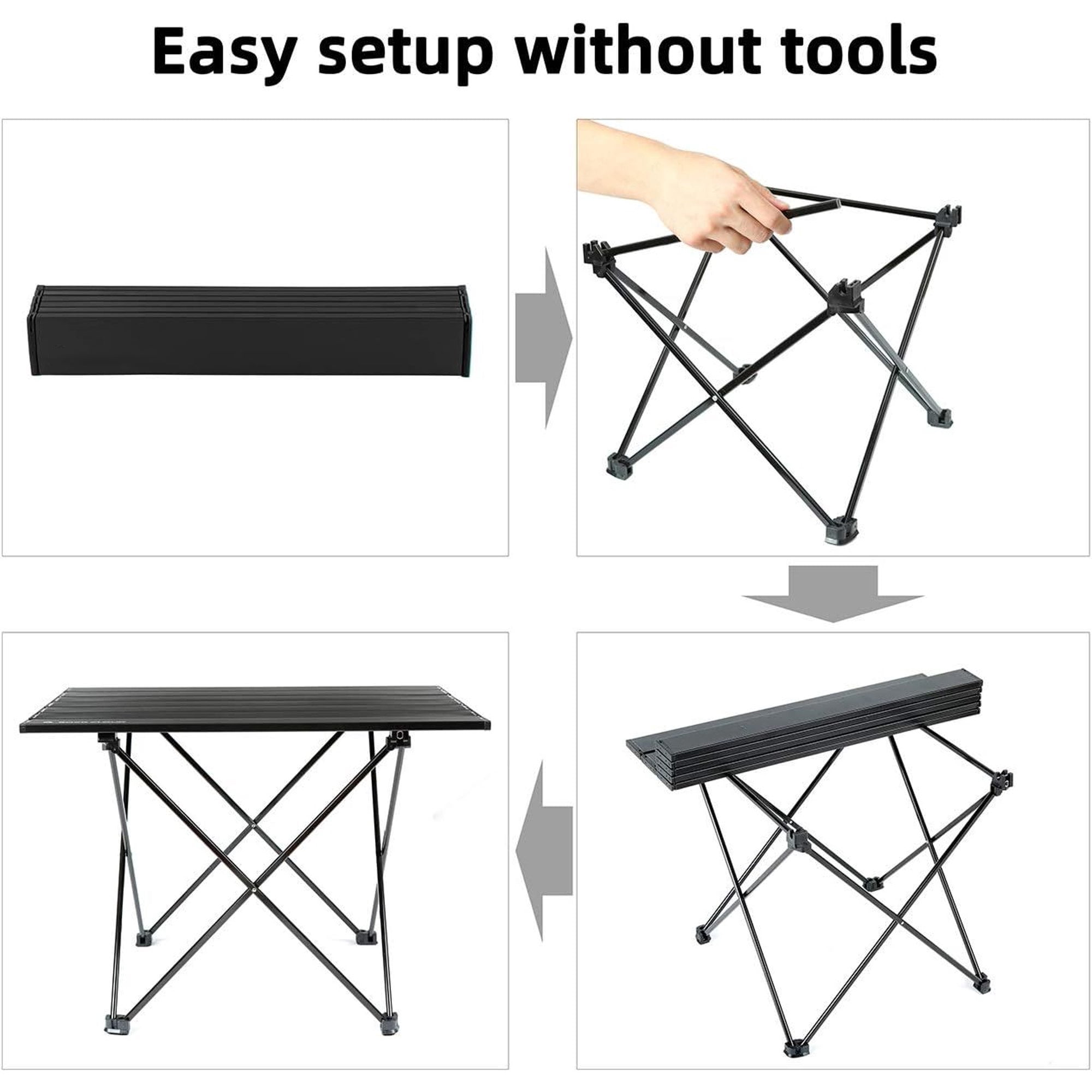 Portable Camping Table Ultralight Aluminum Camp Table Folding Beach Table for Camping Hiking Backpacking Outdoor Picnic, Size M