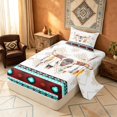 thumbnail image 2 of Manfei Aztec Geometric Twin Sheets, Boho Cow Skull Print Bedding, Orange Black, Reversible 3 Pieces1 Flat Sheet + 1 Fitted Sheet + 1 Pillowcase, 2 of 6