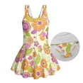 thumbnail image 5 of Xixirimido Colorful Boho Floral Print Girls One-piece Swimsuits Sleeveless Swimwear with Skirt & Built-in Shorts Hawaiian Beach Vacation Modest Bathing Suit, 3-4 Years, 5 of 7