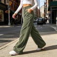 thumbnail image 4 of ClodeEU Women's Drawstring Elastic High Waist Wide Leg Corduroy Pants,Solid Color Loose Casual Trousers With Pockets ,Women's Plus S, 4 of 7