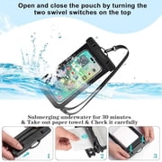 2 Pack Multicolor Waterproof Phone Pouch, Large Phone Waterproof Case Dry Bag, Protection Level: IP68, Black
