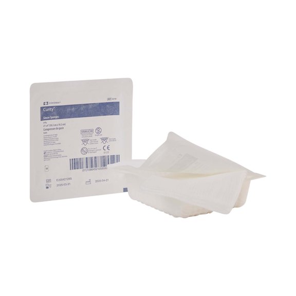 Curity Sterile 8-Ply Square Gauze Sponges, 4" x 4", 10 per Pack, 128 Packs, 1280 Total