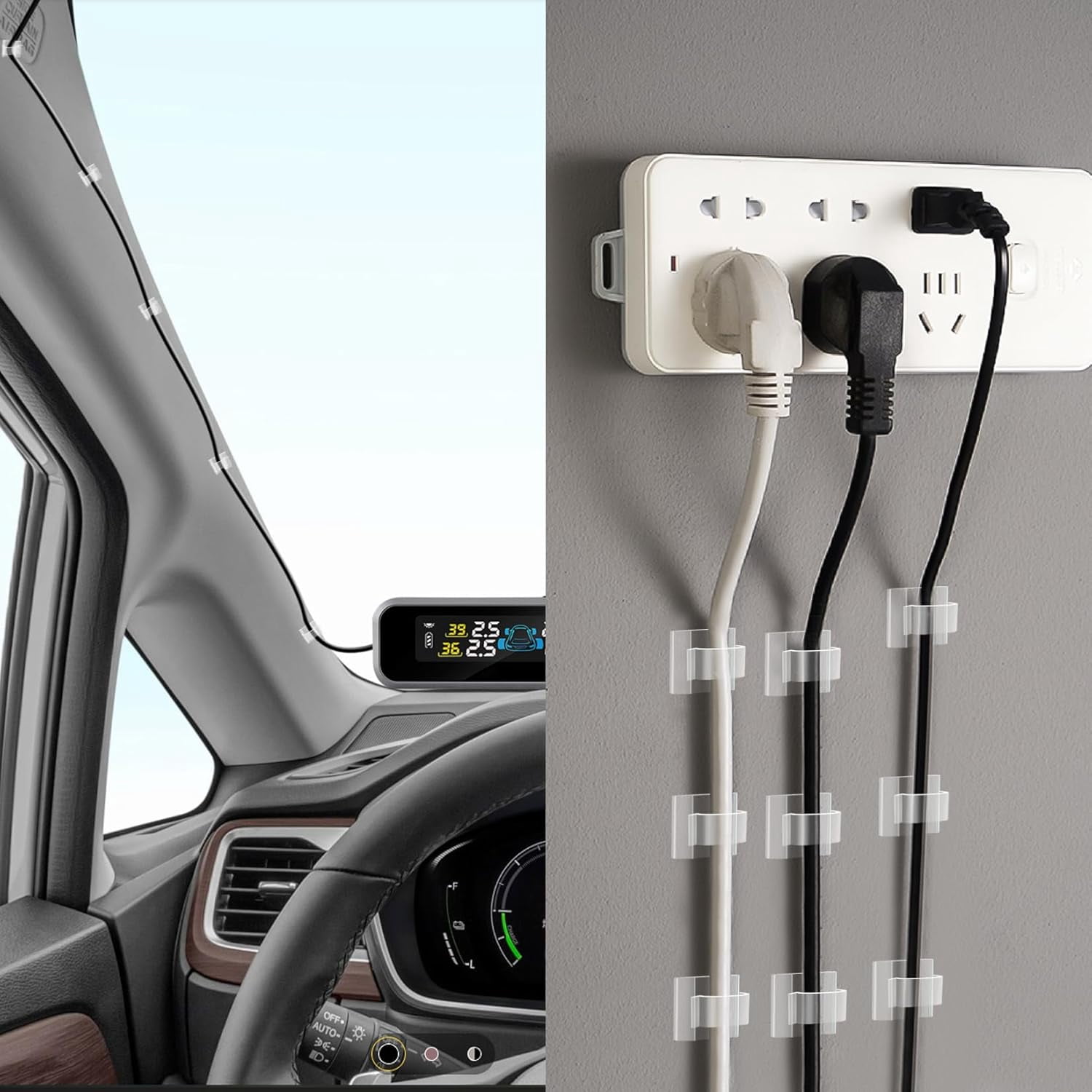 XHF 3/4” Adhesive Cable Wire Clips Black 60pcs, Cable Staples Outdoor Cable Management Wire Organizer Cord Holder for Under Desk, Car, Wall, TV PC Ethernet Cable