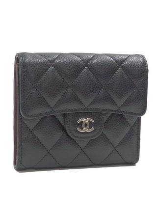 Chanel Wallet Boy Ladies Tri Fold Caviar Skin Pink Coco Mark