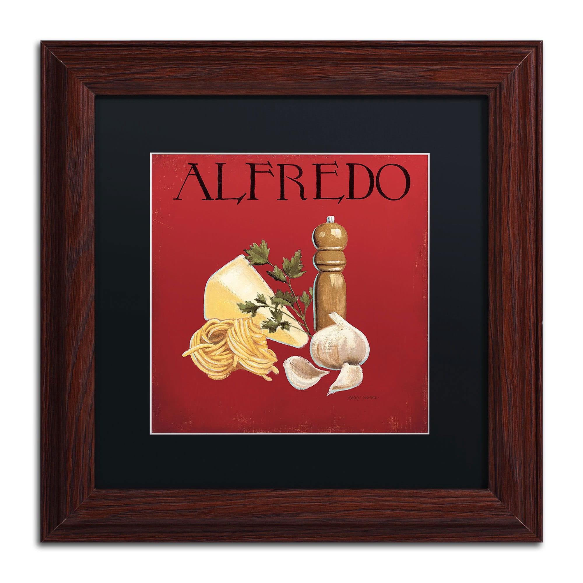 Trademark Fine Art "Italian Cuisine III" Canvas Art by Marco Fabiano Black Mat, Wood Frame